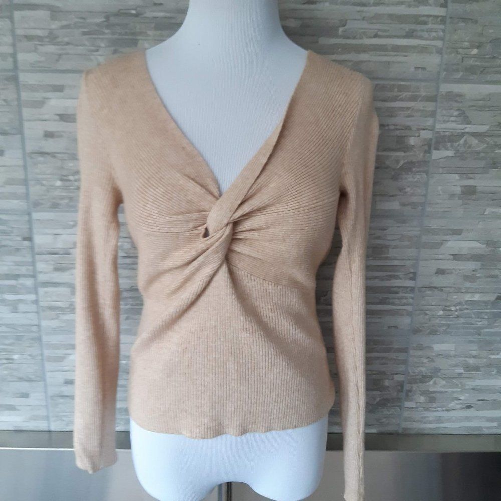 Forever 21 Beige Twist-Front Ribbed Sweater